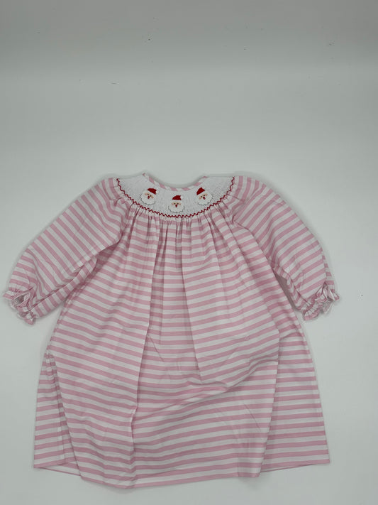 Smocked Pink Stripe Santa Dress