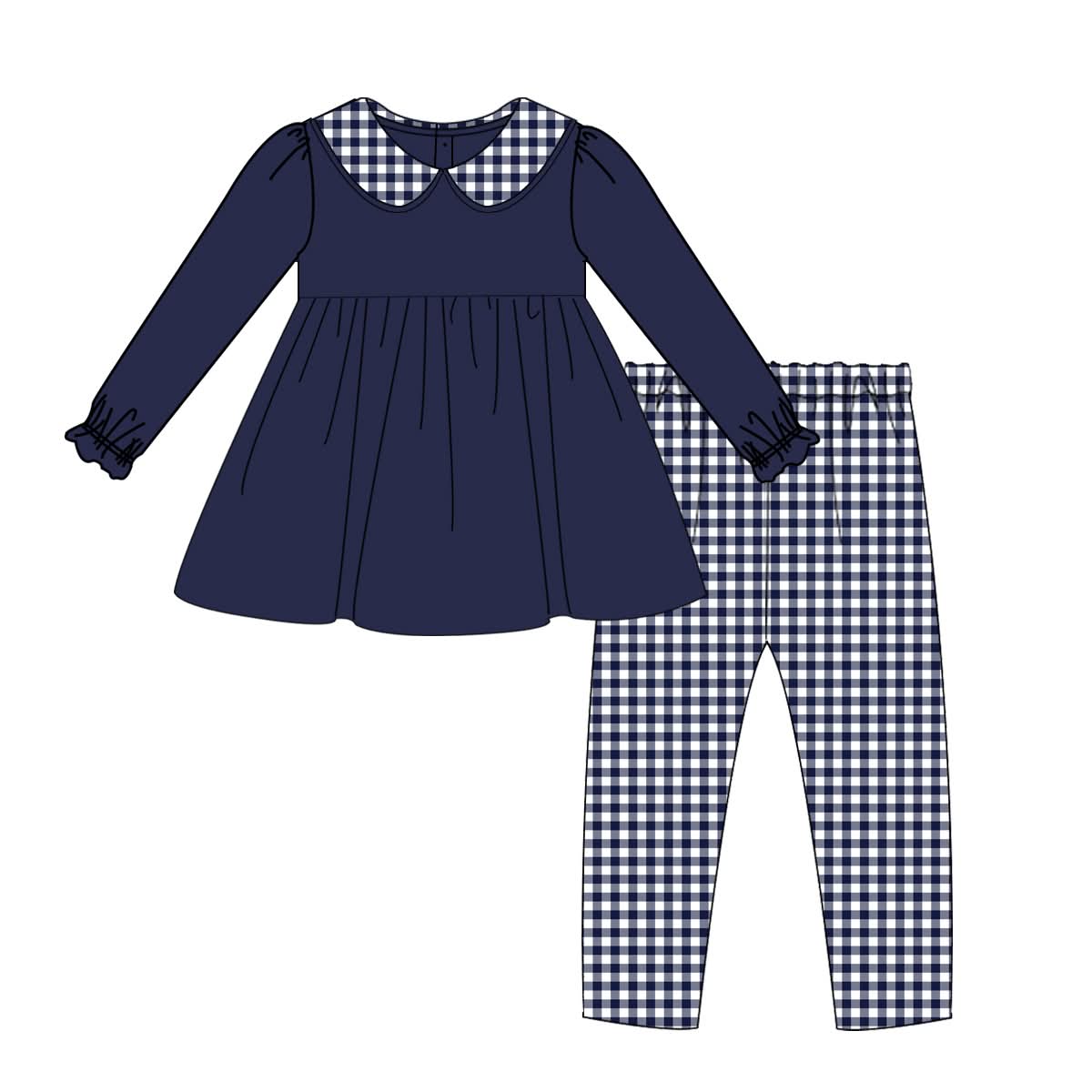PO-43 Navy Gingham Girl Legging Set