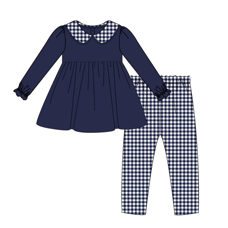 PO-43 Navy Gingham Girl Legging Set