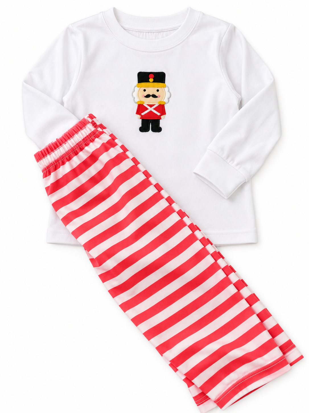 Nutcracker Appliqué Red Pant Stripe Set