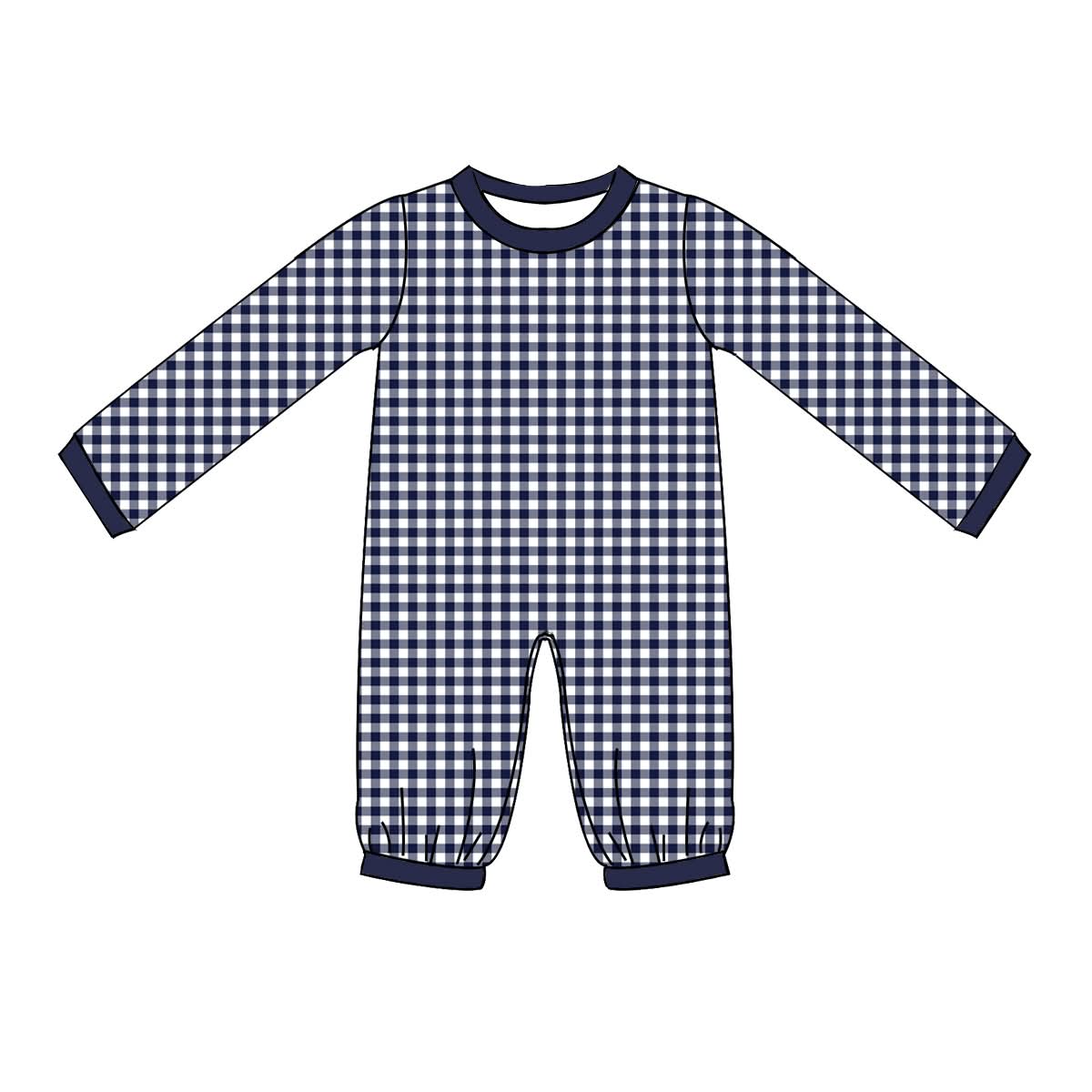 PO-43 Navy Gingham Boy Long Bubble