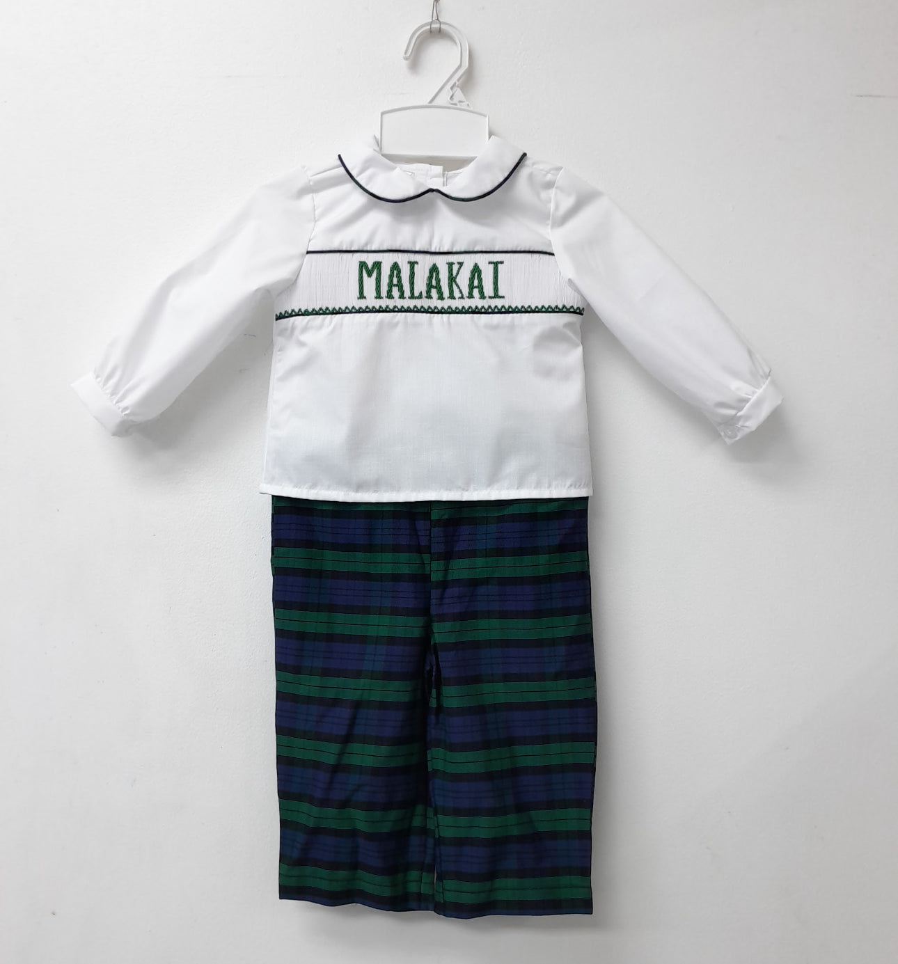 Holiday Custom Smocks Black Watch Plaid Pant Set