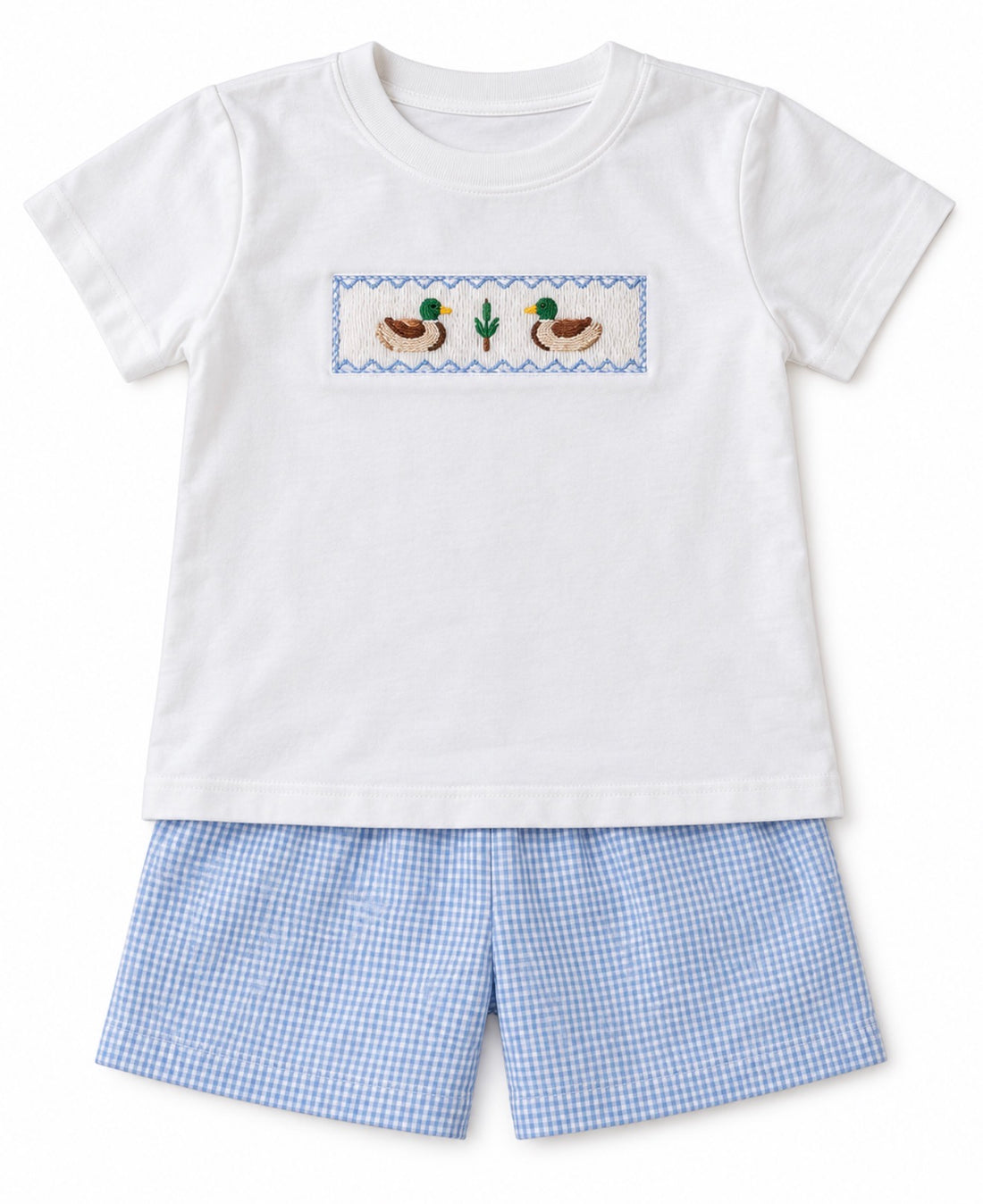 Smocked Blue Mallard Boy Short Set