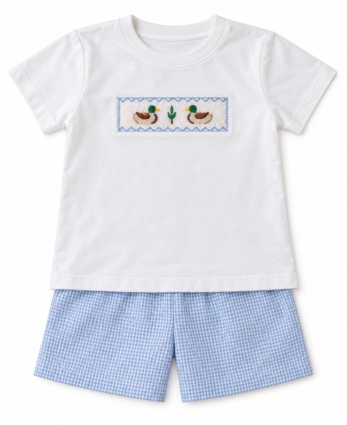 Smocked Blue Mallard Boy Short Set
