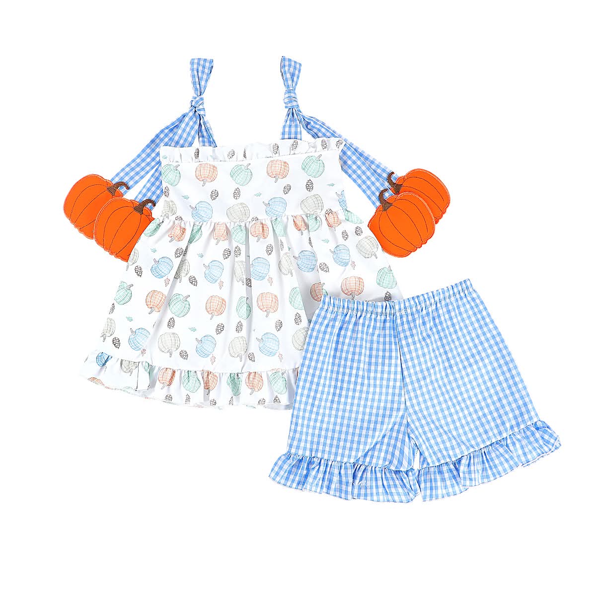Sample Pumpkin Print Side Tie Short Set