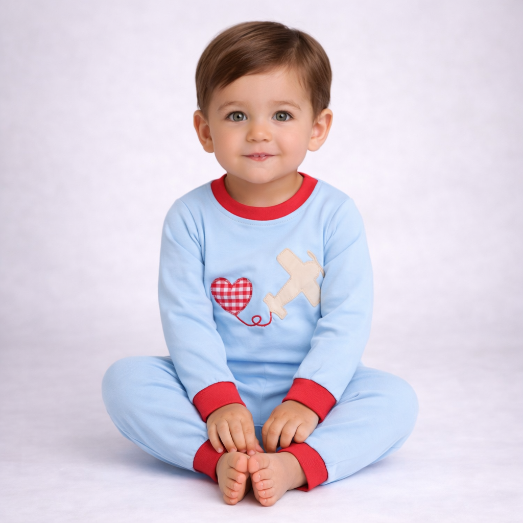 PO 55 Valentine Boy Airplane Romper