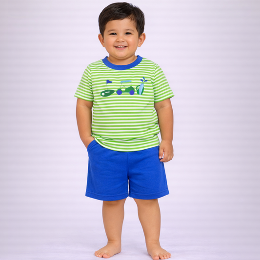 Golf Blue Applique Short Set