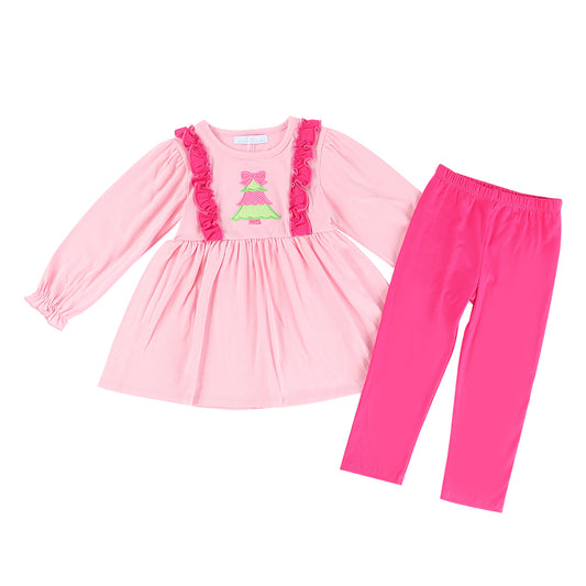 Pink Christmas Tree Legging Set