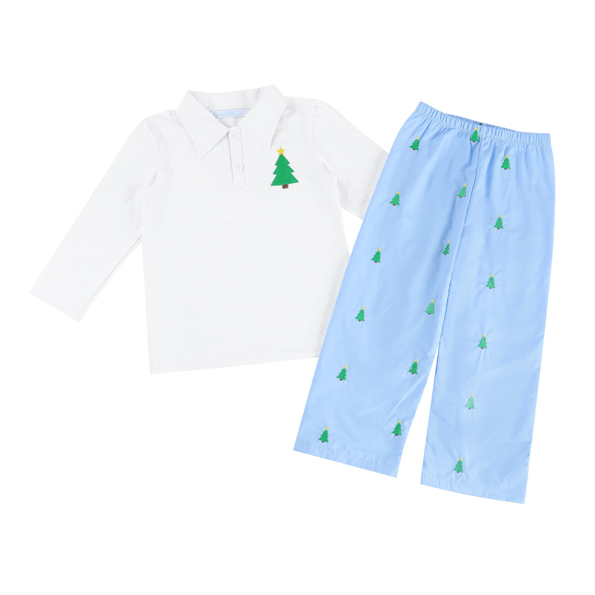 Christmas Tree Embroidery Pant Set