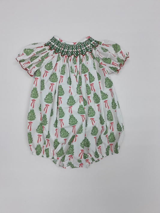 Smocked Christmas Tree Girl Bubble