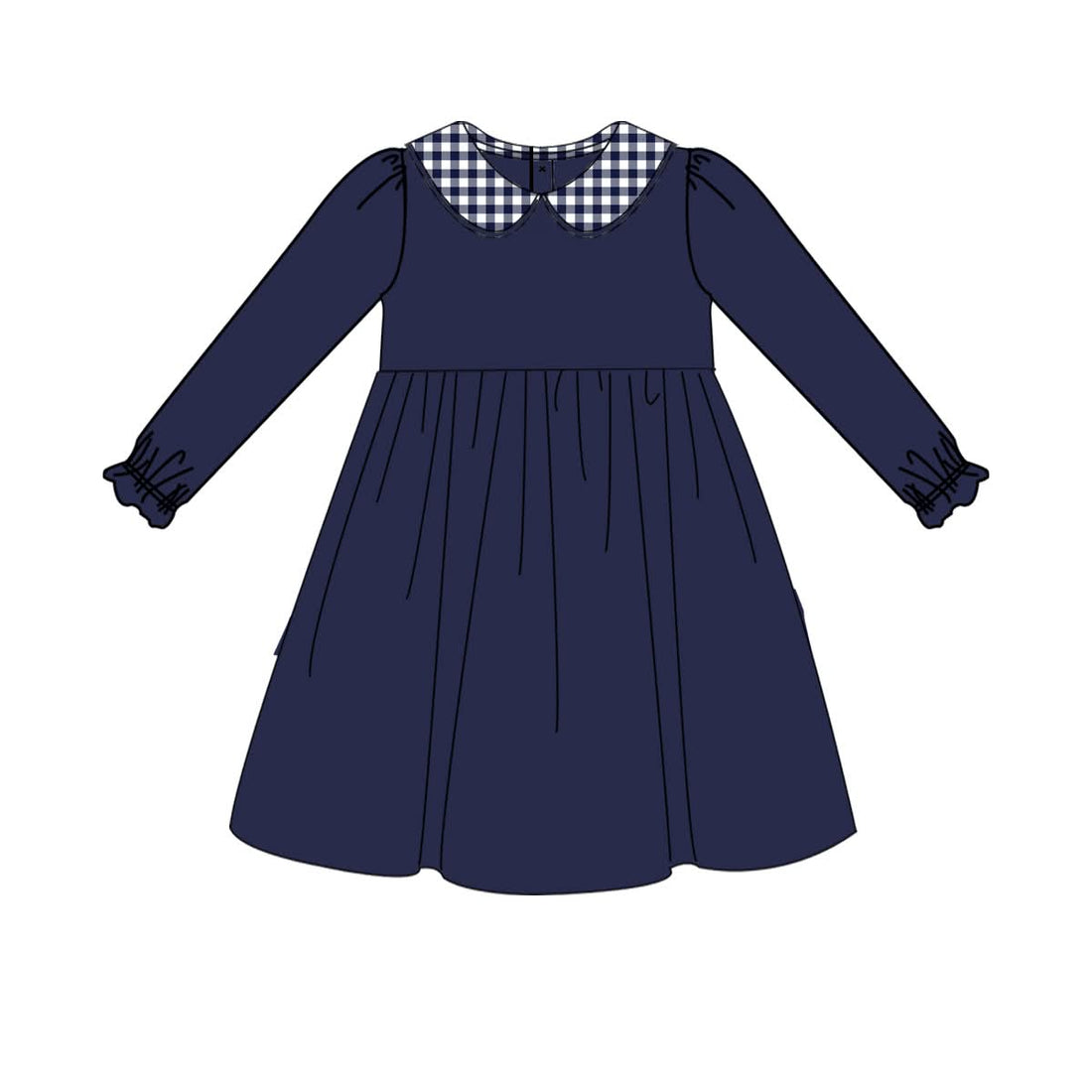 Navy Gingham Girl Dress
