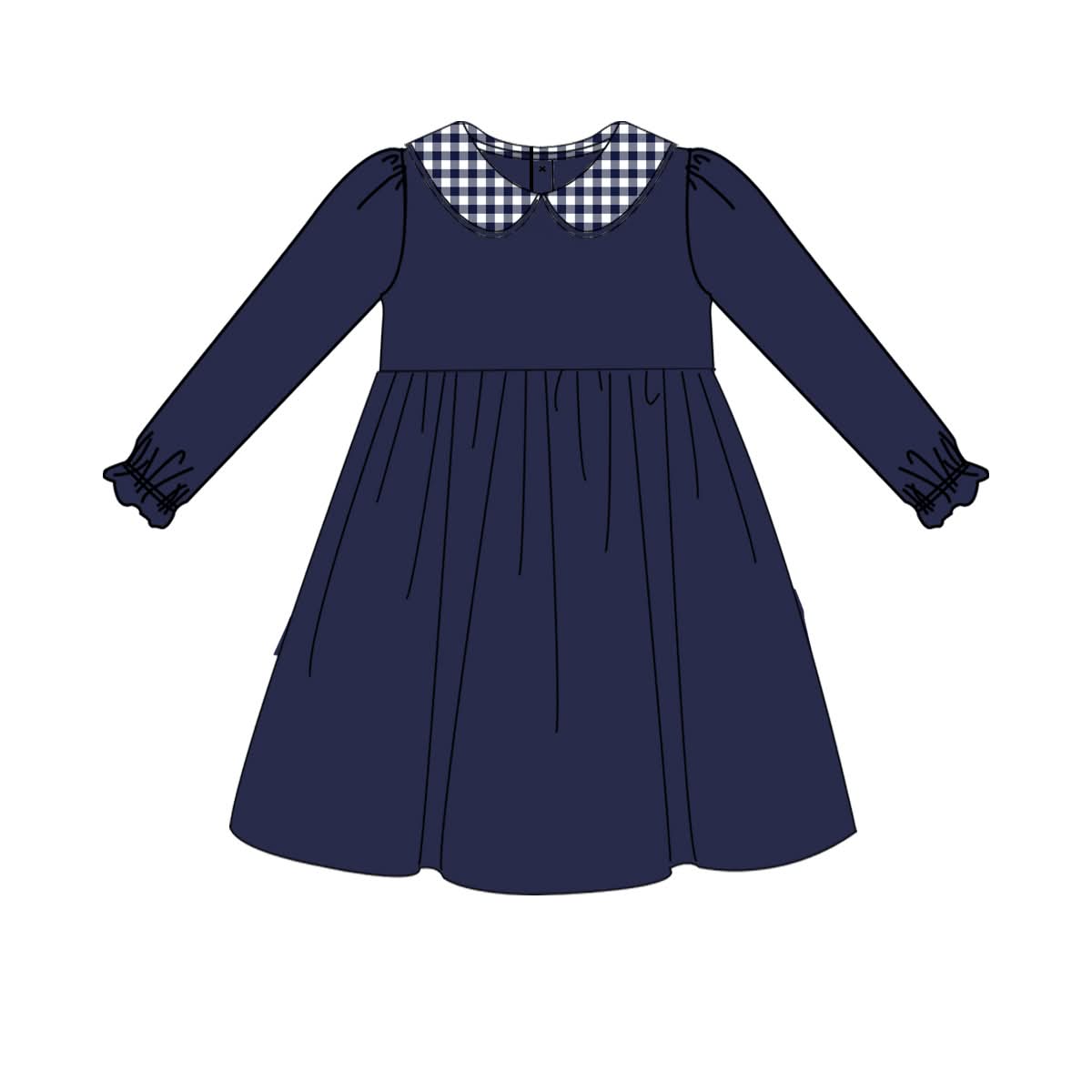 PO-43 Navy Gingham Girl Dress