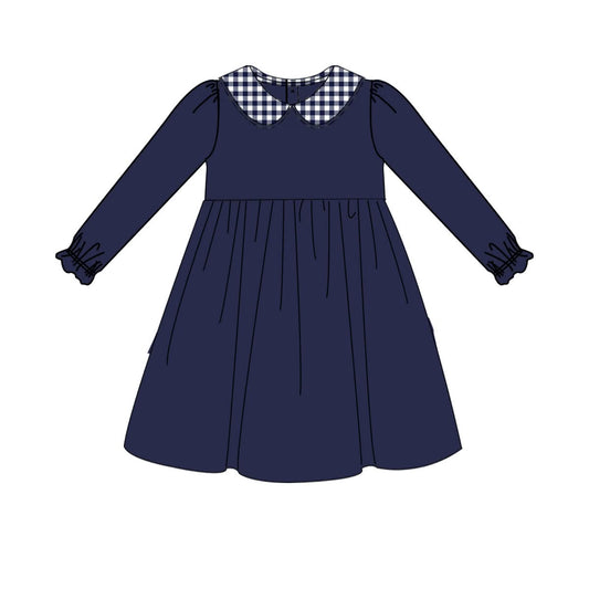 PO-43 Navy Gingham Girl Dress