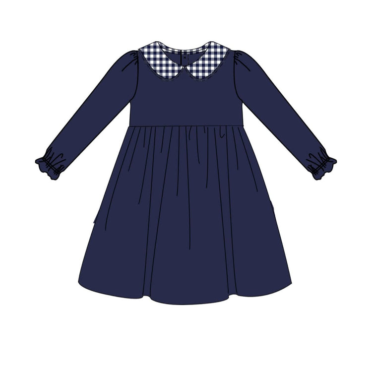 Navy Gingham Girl Dress