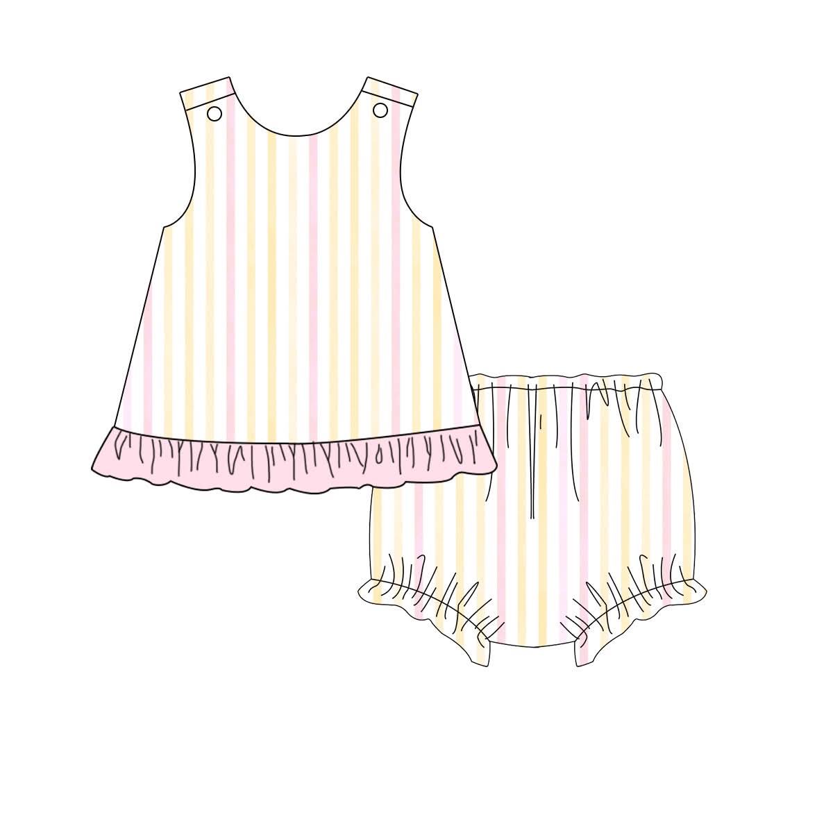 *Summer Pink and White Stripe Girl  Bloomer Set