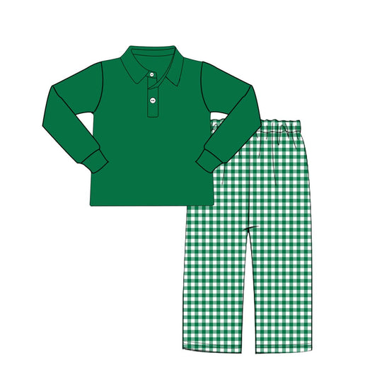 PO-46 Green  Gingham Boy Pant Set