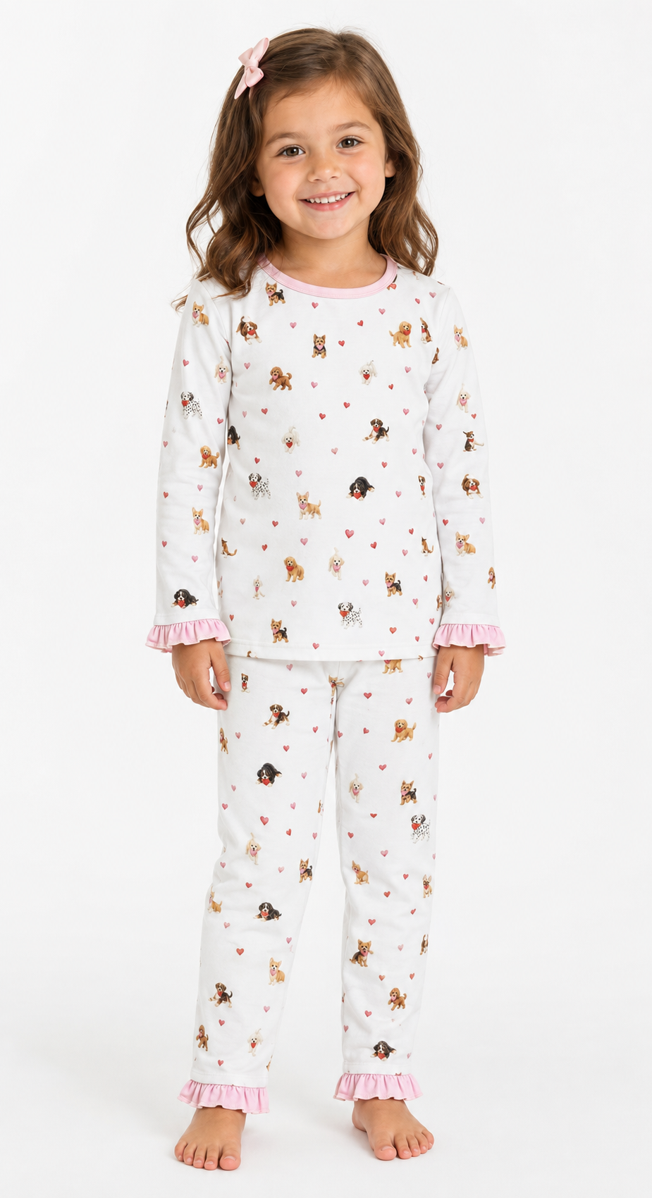 PO55-Valentines Puppy Girl 2 Piece Pajamas