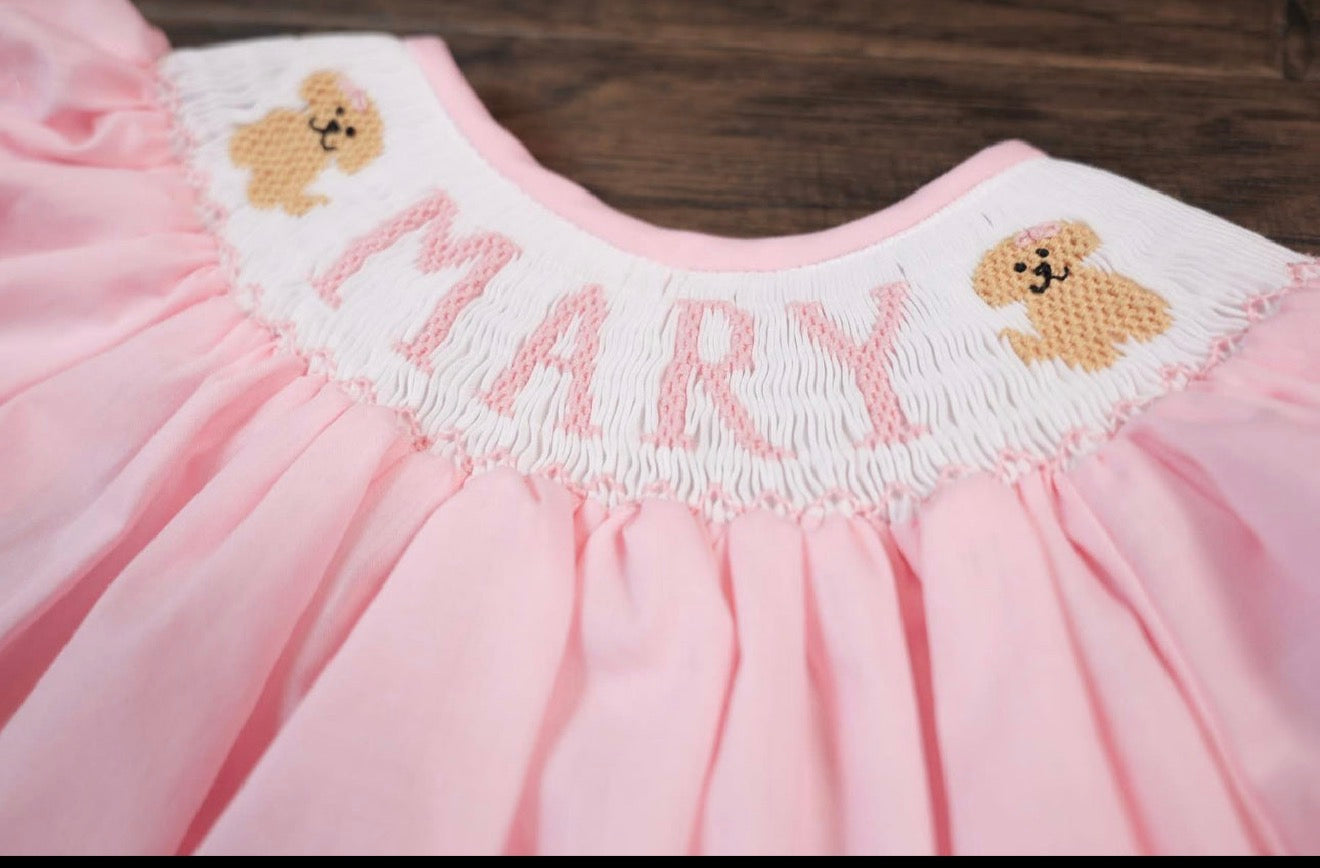 PO-60 Custom Name Dog Smock Girl