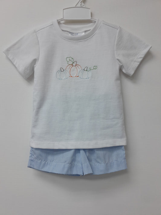 Pumpkin Embroidery Short Set