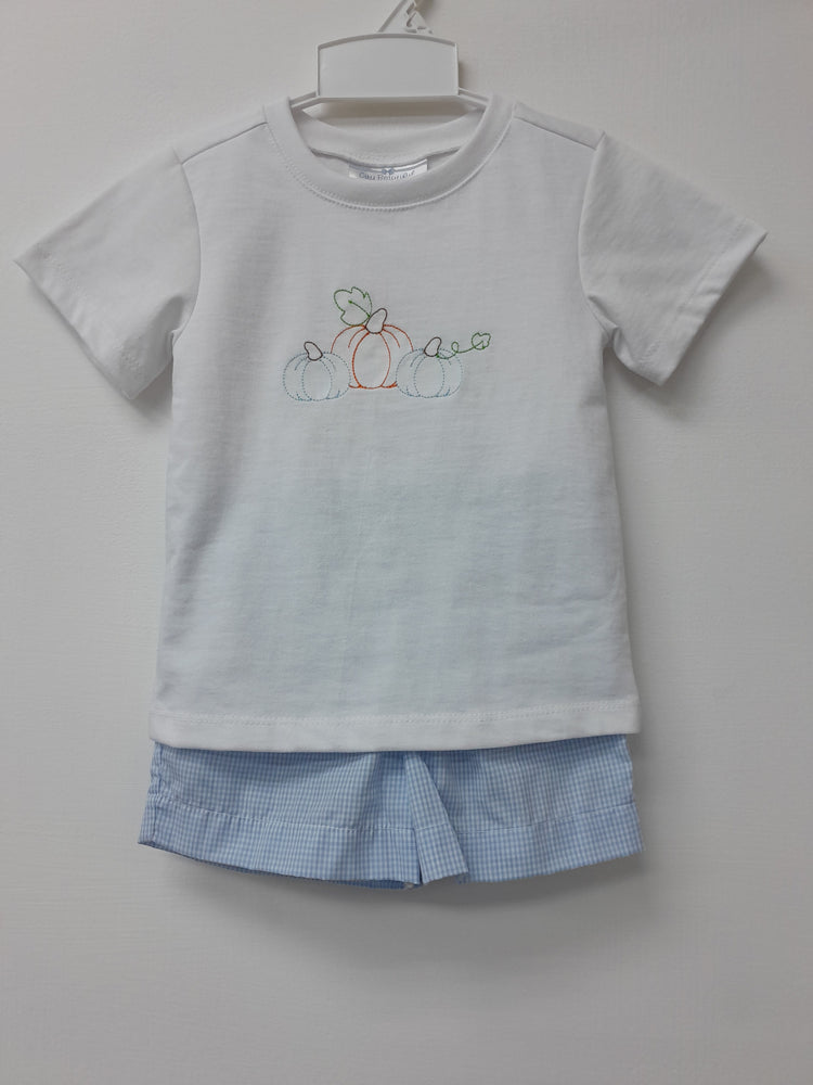 Pumpkin Embroidery Short Set