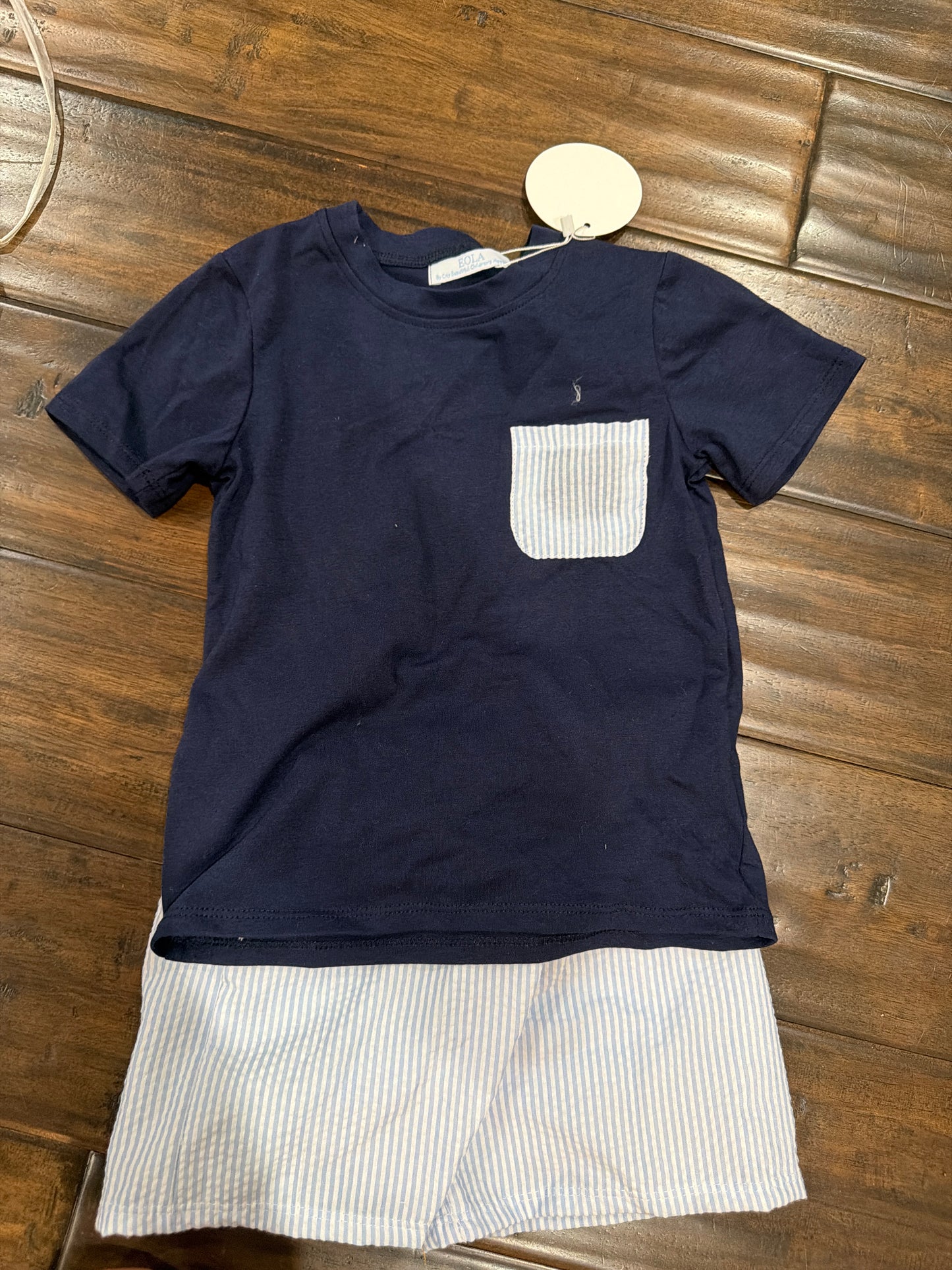 *Blue Seersucker Short Set