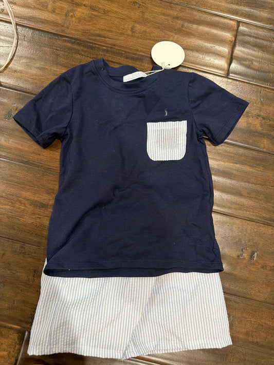 *Blue Seersucker Short Set