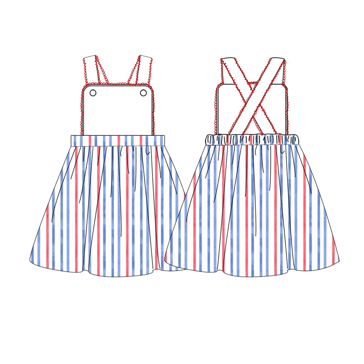 *Summer Red,White and Blue Girl  Dress
