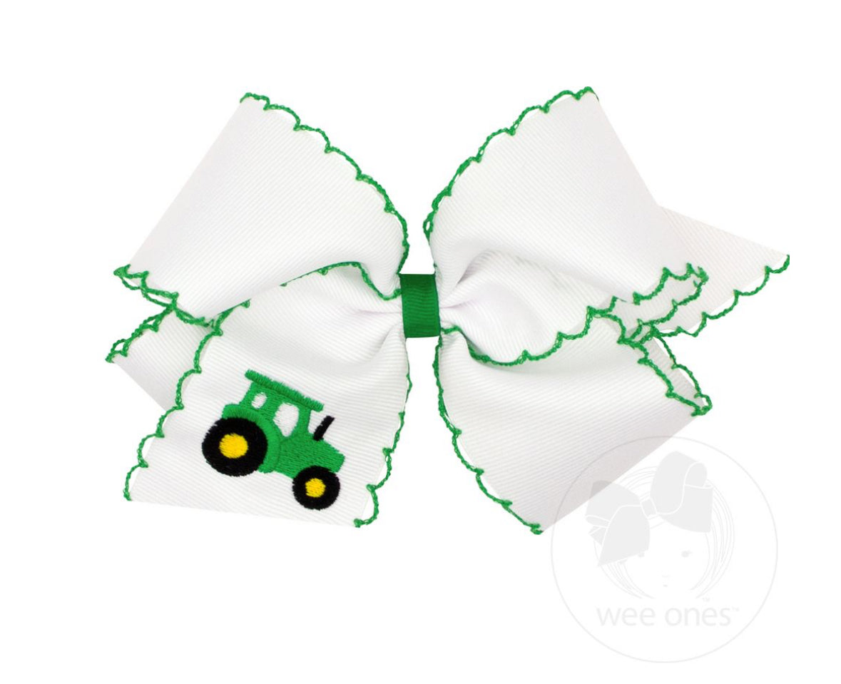 Wee Ones King Tractor Embroidery Bow