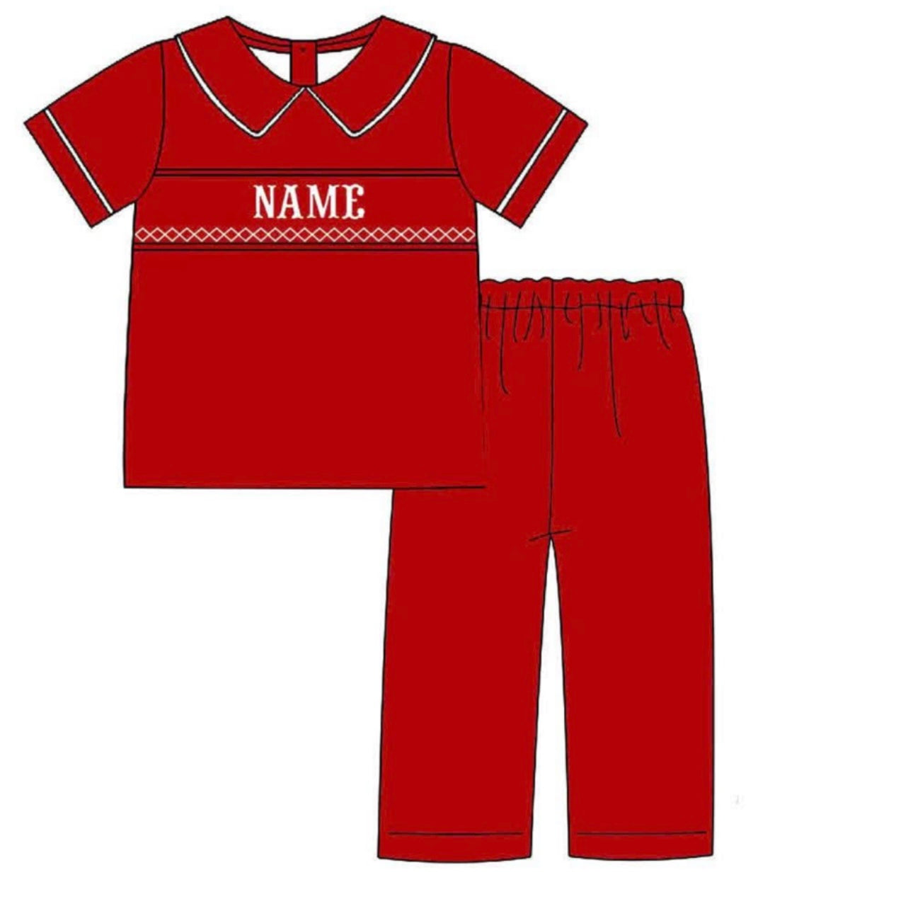 PO36-Custom Holiday Heirloom Smock Boy Pant Set