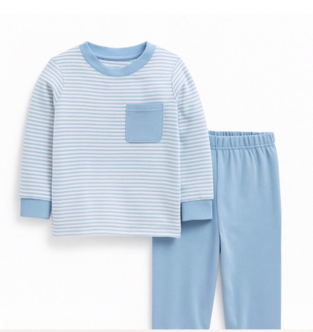 P0-55 Blue Stripe Pant Set