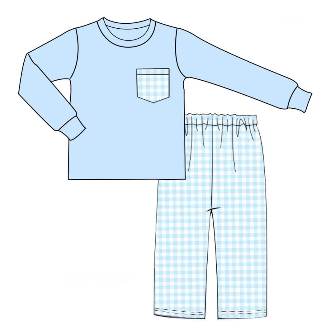 Preorder Ships Early October Blue Gingham Pant Set