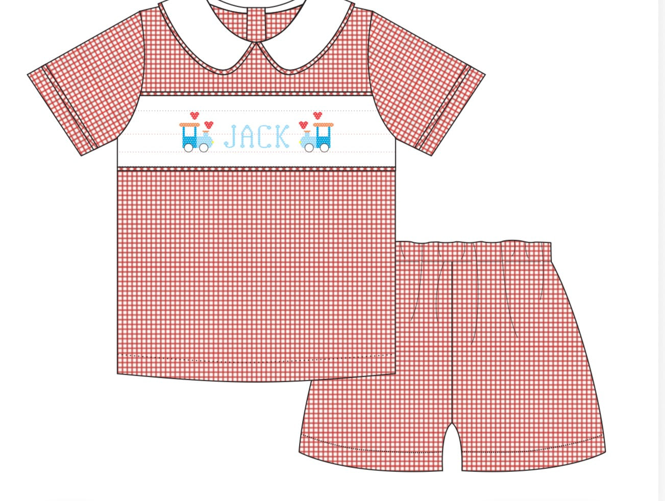 PO55-Custom Valentine Train  Boy Pant Set