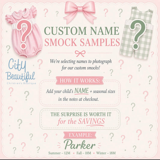 PO-18 SAMPLE CUSTOM NAME SMOCKS