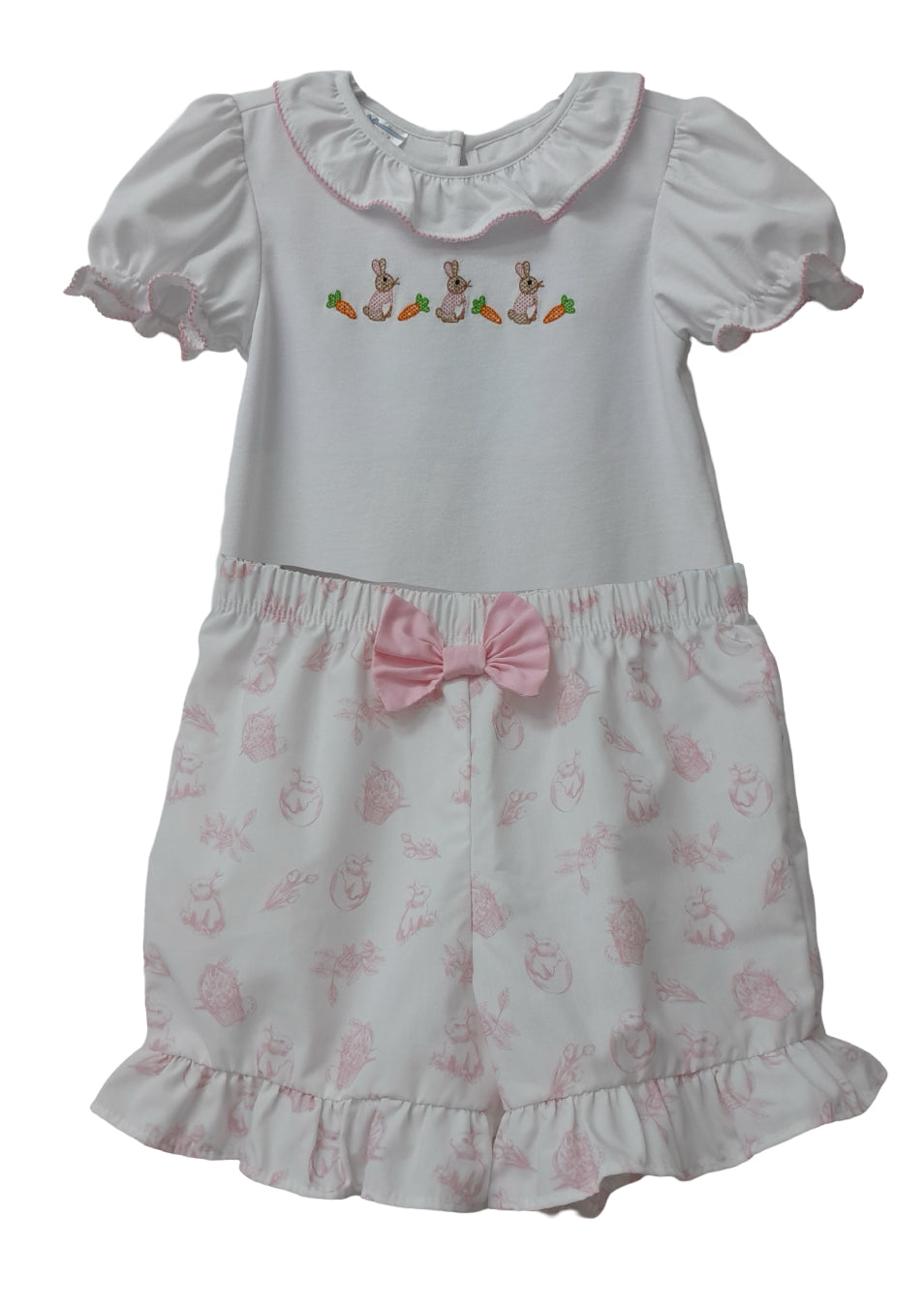 Embroidered Peter Rabbit Toile Ruffle Short Set