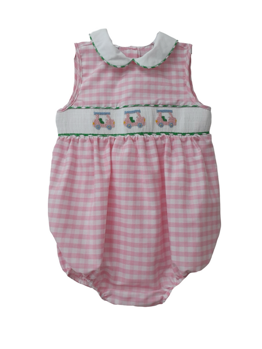 Smocked Golf Pink Gingham Bubble