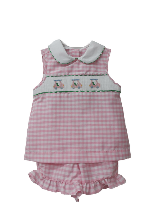 Smocked Golf Pink Gingham Ruffle Short Set