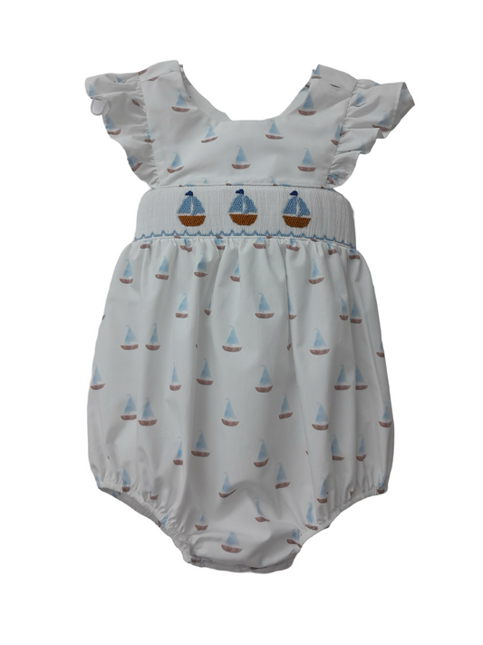 Smocked Sailboat Ruffle Bubble