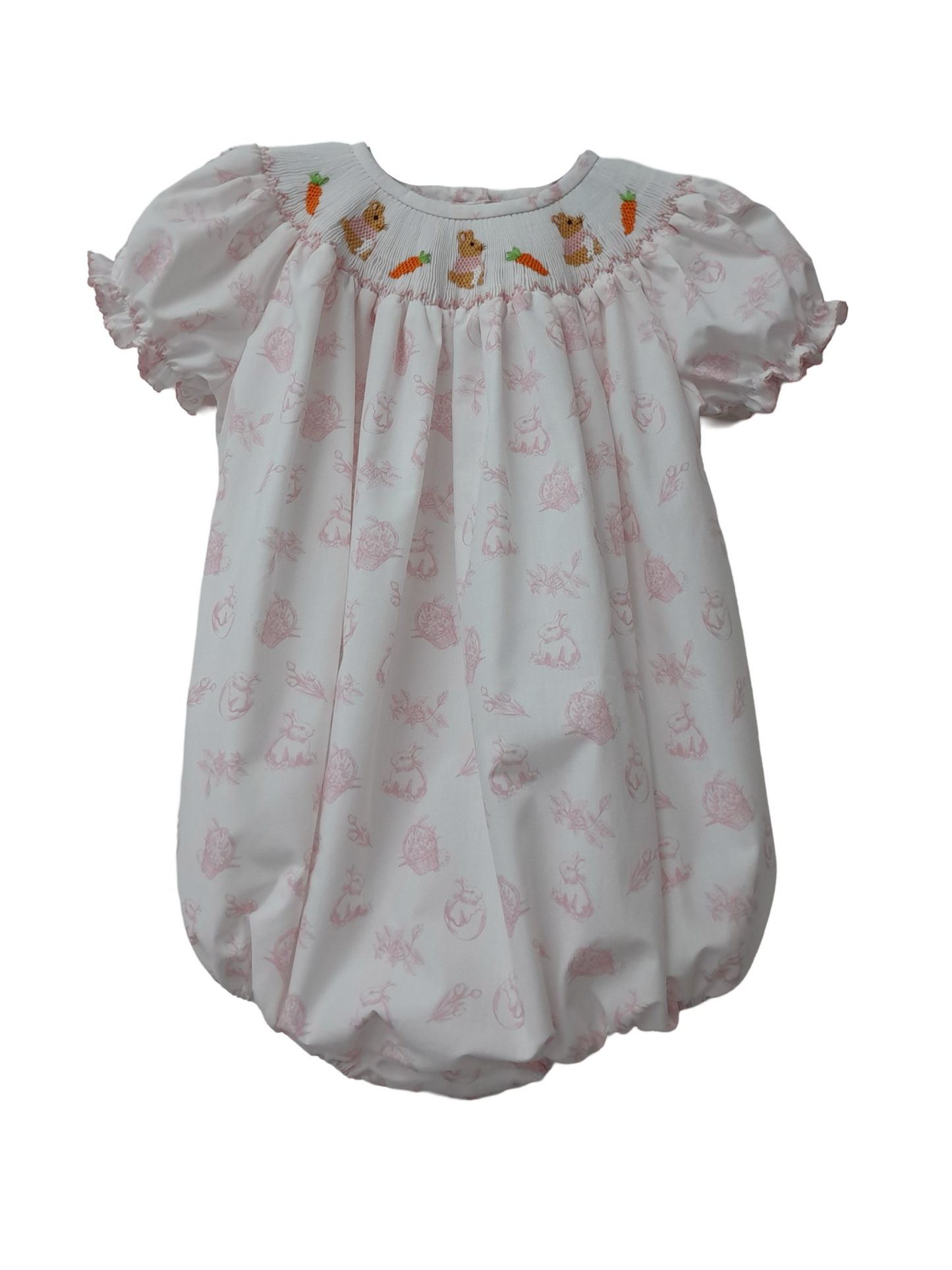 Smocked Peter Rabbit Toile Ruffle Bubble