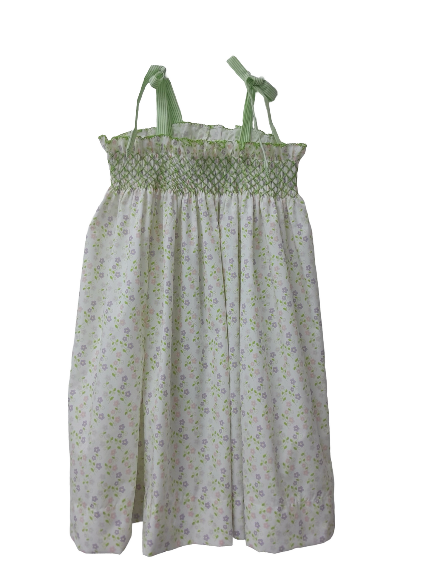 Smocked Green Garden Tie Dress