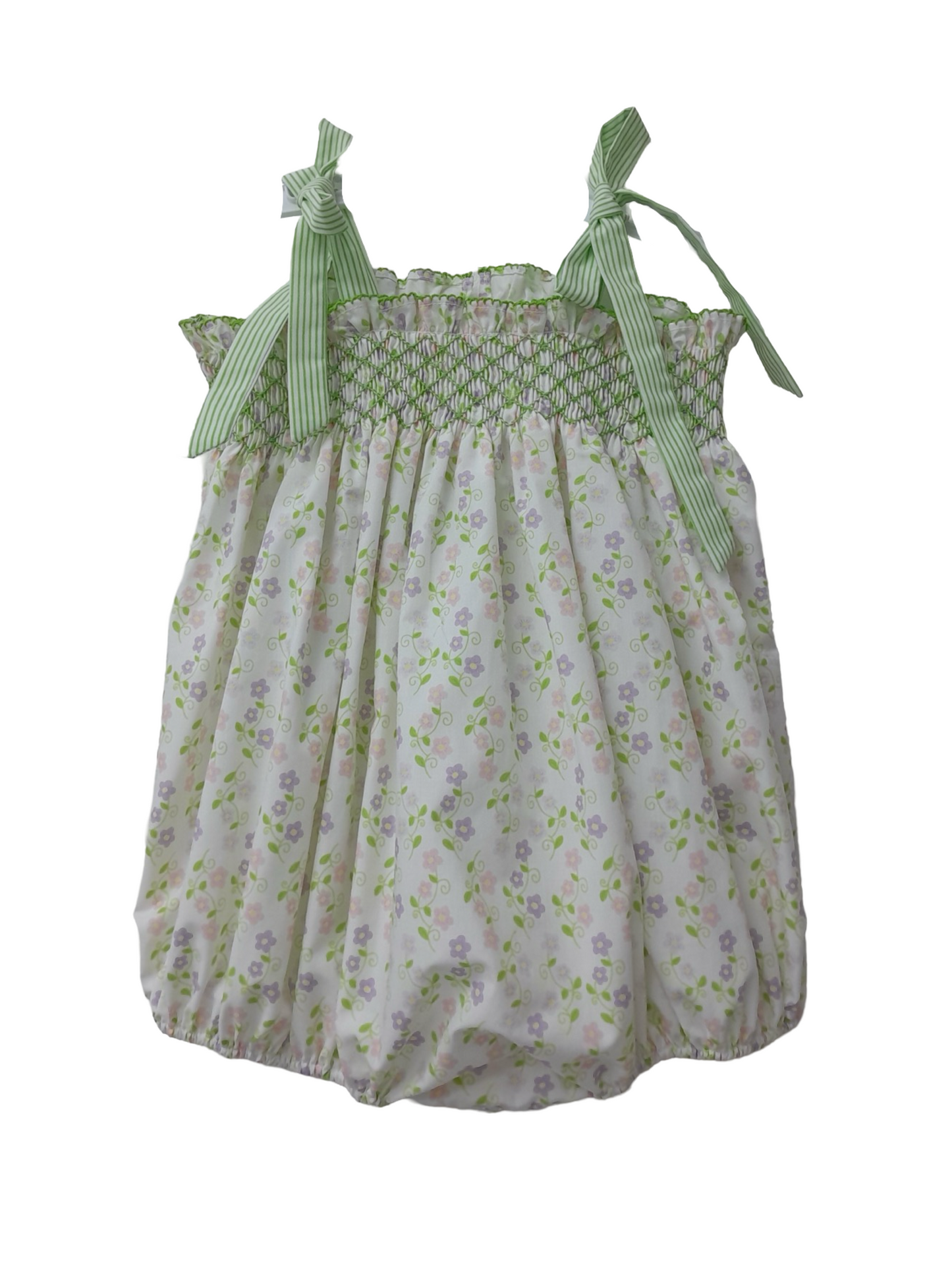 Smocked Green Garden Tie Bubble