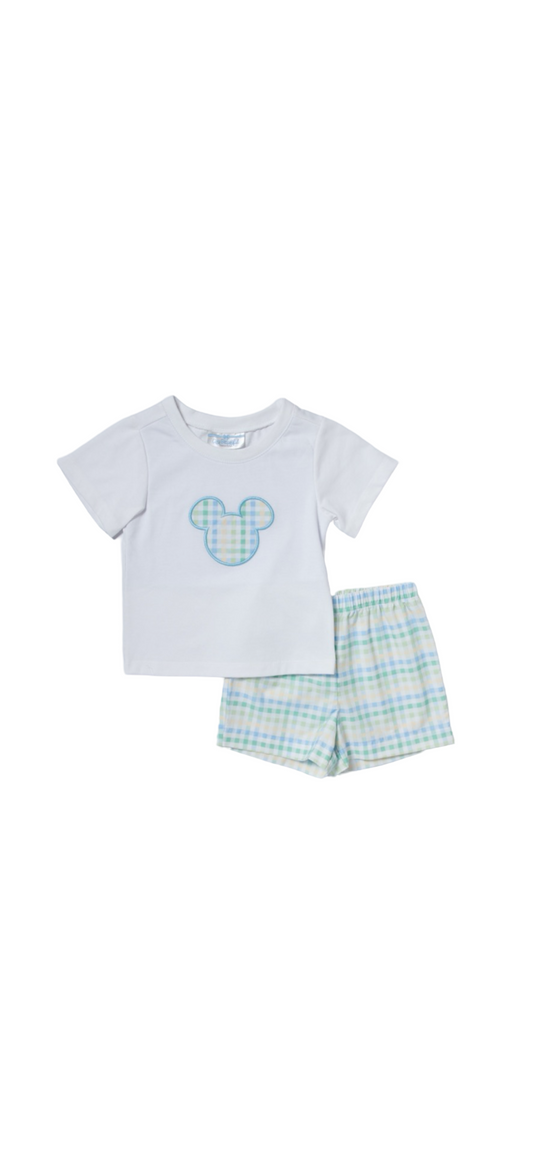 Mouse Pastel Plaid Short Set