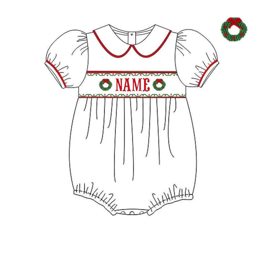 PO33-Custom Name Smock Wreath Girl Bubble