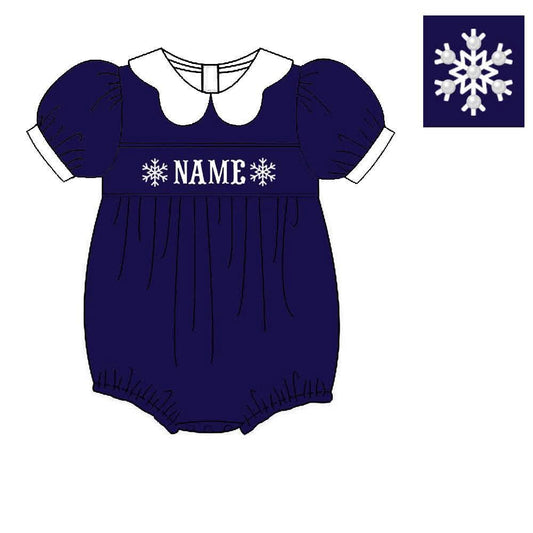 PO35-Snowflake Custom Name Smock Girl Bubble