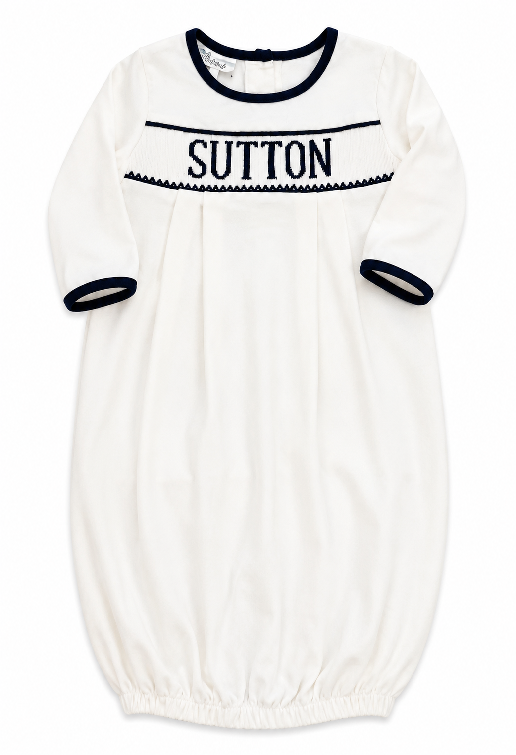 Sutton Custom Gown with Navy Trim