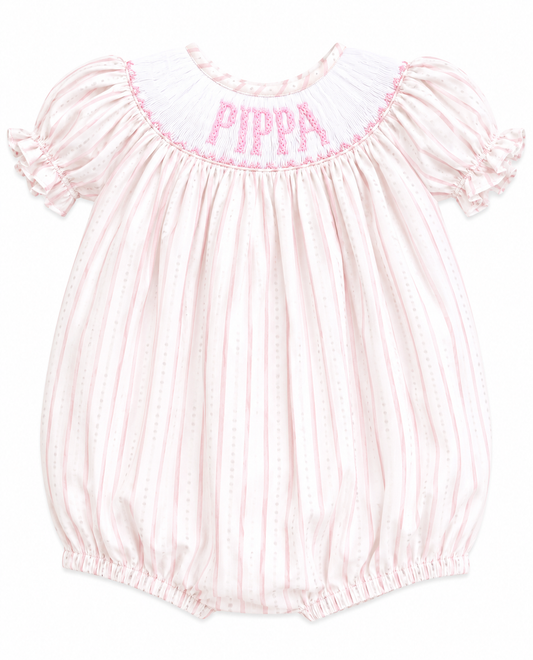 Pippa Custom Pink Stripe Bubble 6M