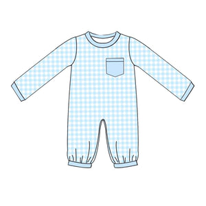 Preorder Ships Early October Blue Gingham Long Bubble