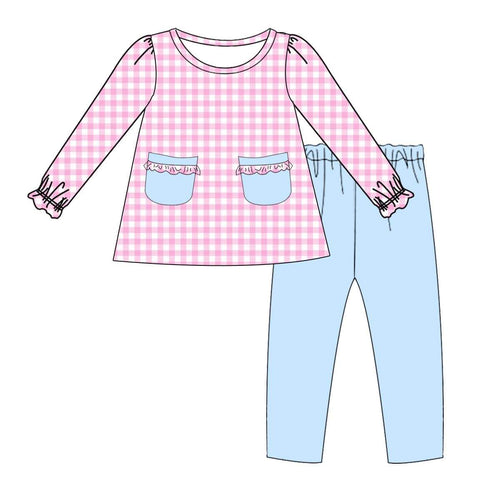 Preorder Ships Early October Pink Gingham Pant Set