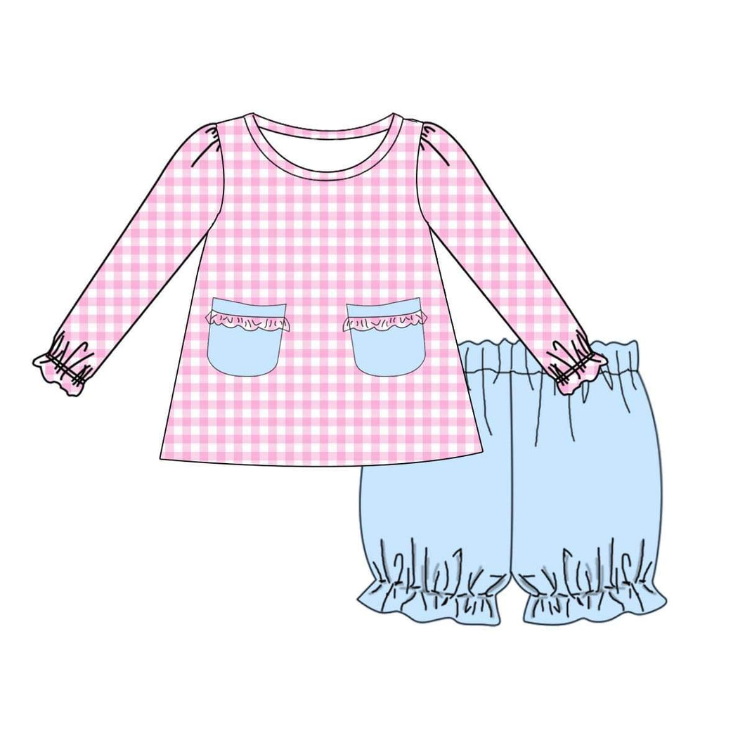 Preorder Ships Early October Pink Gingham Bloomer Set