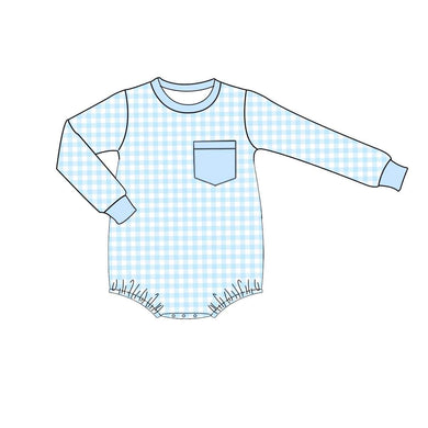 Preorder Ships Early October Blue Gingham Short Bubble