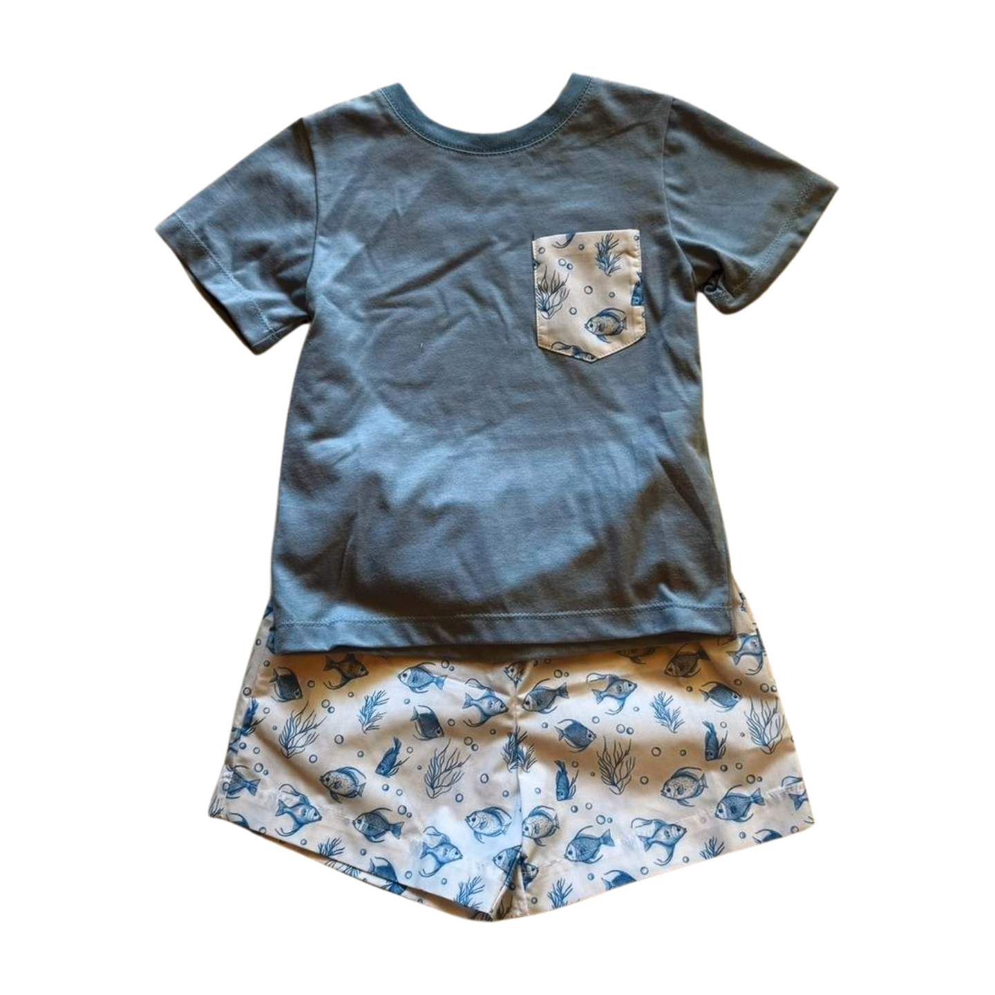 *Fish Print Short Set